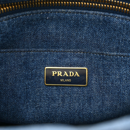 Prada Denim Small Logo Tote Bleu 6 of 11