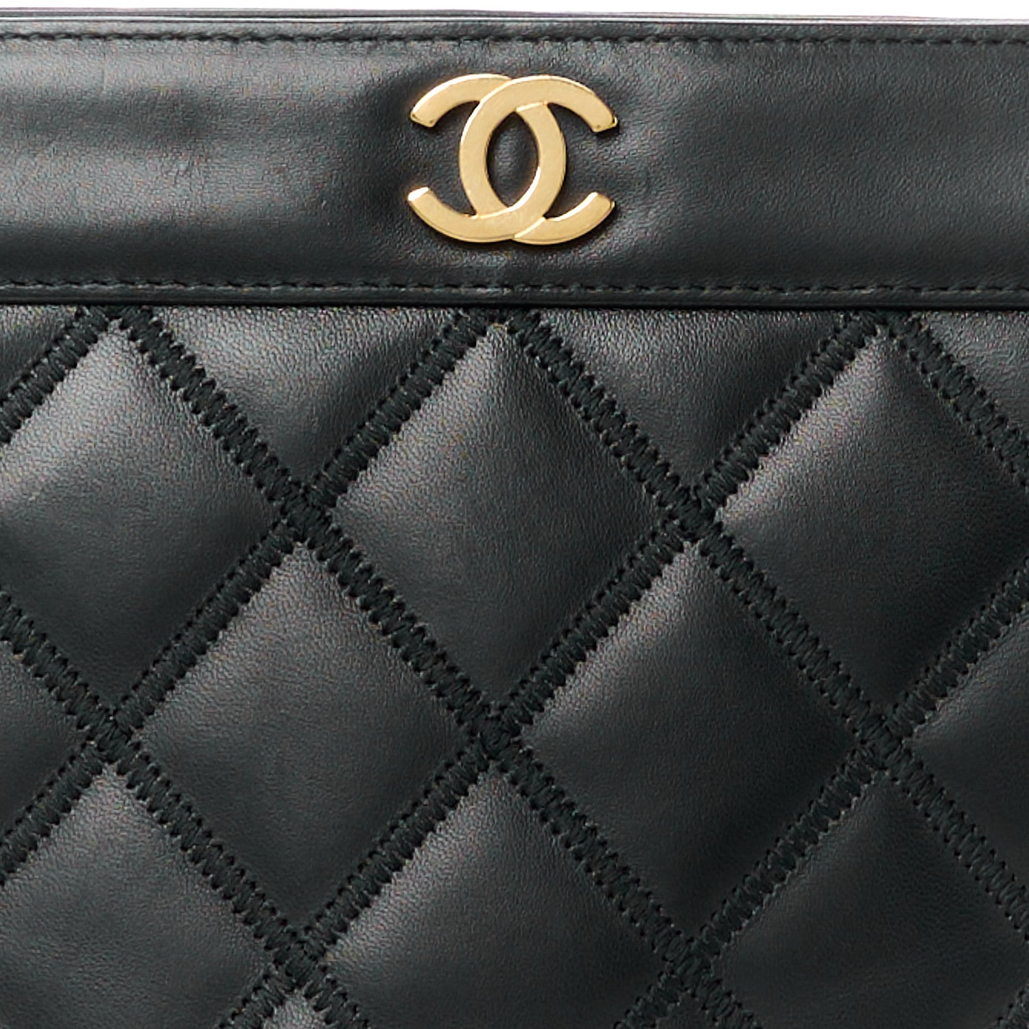 Chanel Lambskin Quilted Chain Shopping Tote Black 9 of 11
