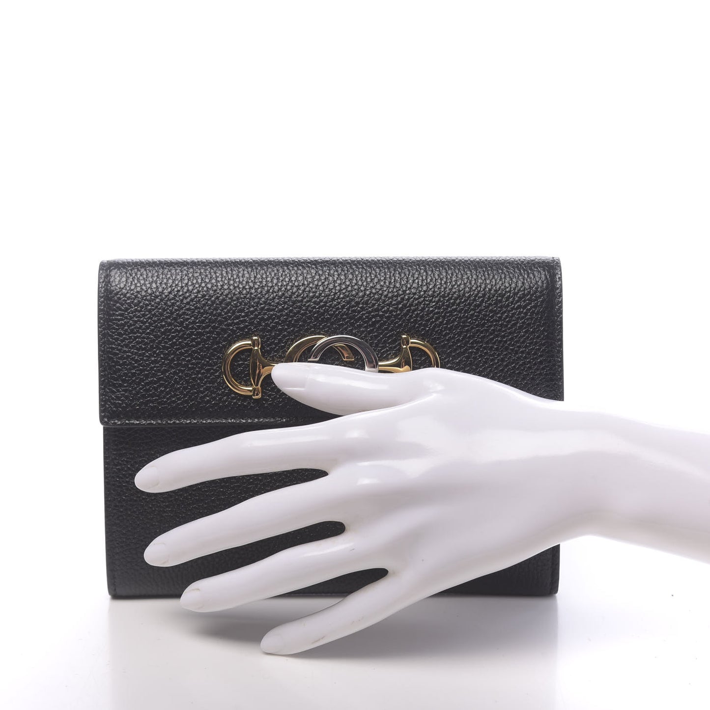 Grainy Calfskin Zumi Flap Card Case Black