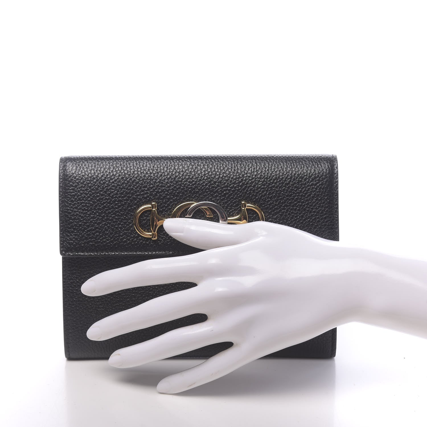 Gucci Grainy Calfskin Zumi Flap Card Case Black 2 of 8