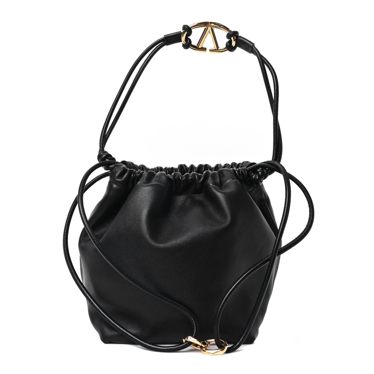 Nappa Vlogo Pouf Bucket Bag Black