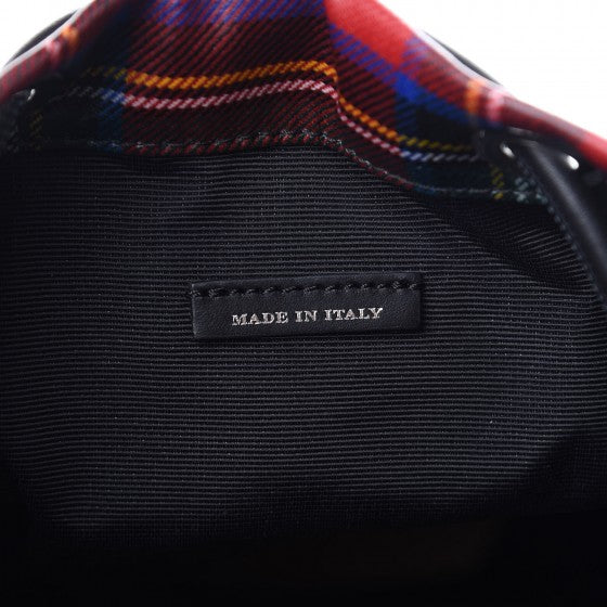 Laminated Tartan Patchwork Medium Rucksack Backpack Military Red