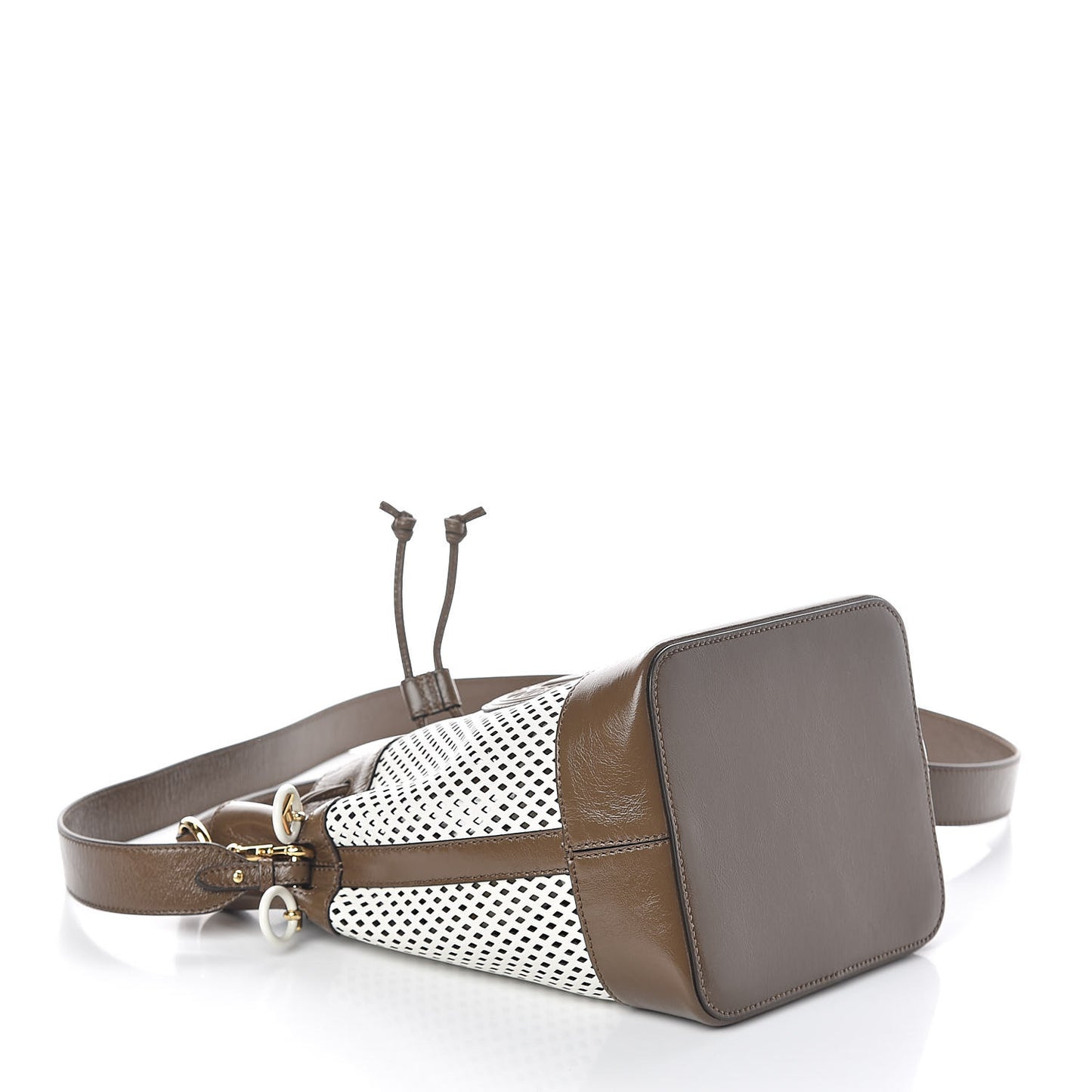 Vitello Liberty Glossy Lambskin F is Fendi Perforated Large Mon Tresor Bucket Bag White Ice Rust Maya