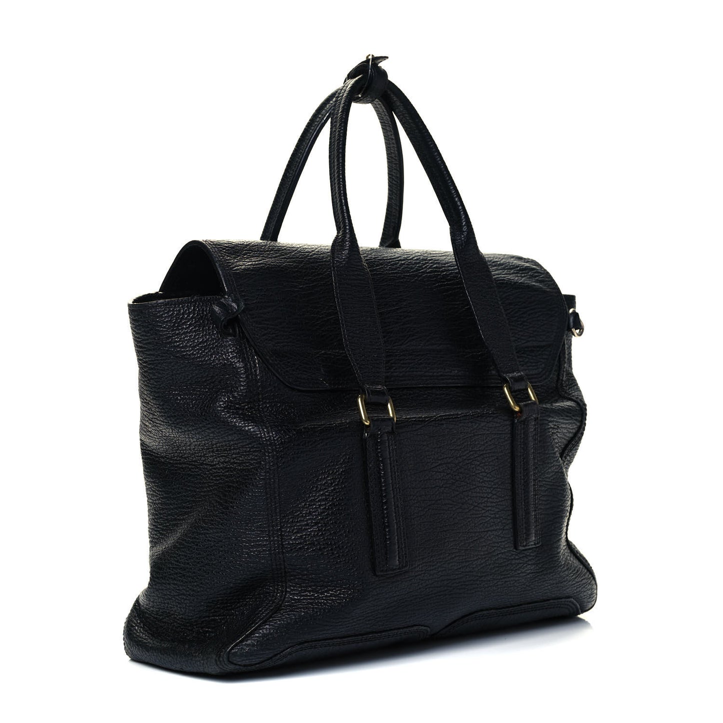 Textured Calfskin Large Pashli Satchel Black