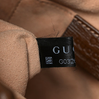 Gucci Monogram Textured Calfskin Horsebit 1955 Drawstring Bucket Bag Beige Brown Sugar 8 of 11