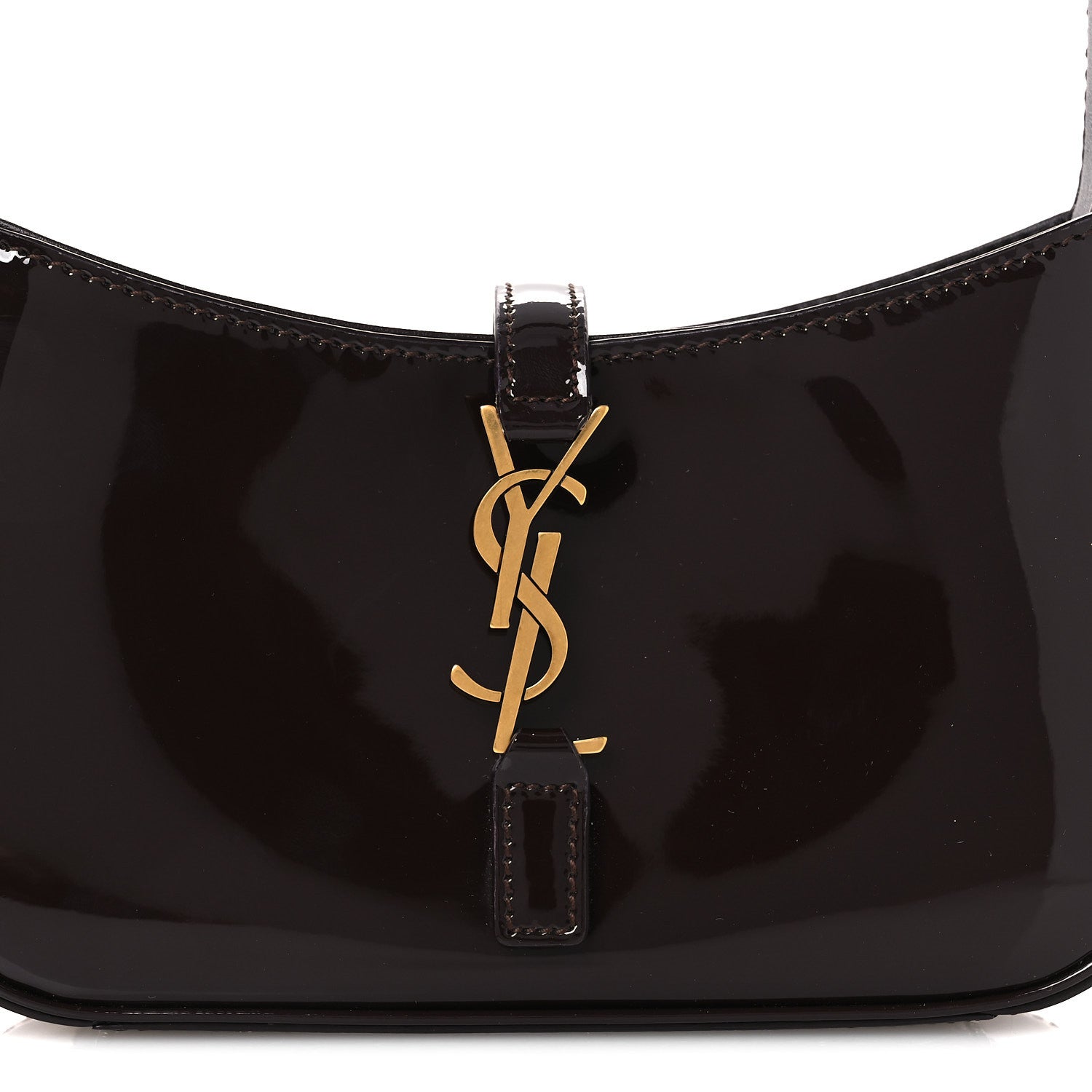 Saint Laurent Patent Calfskin Le 5 A 7 Mini Hobo Spicy Chocolate 8 of 11