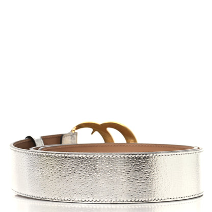Gucci Metallic Textured Dollar Calfskin Double G 40mm Belt 90 36 Silver 2 of 6