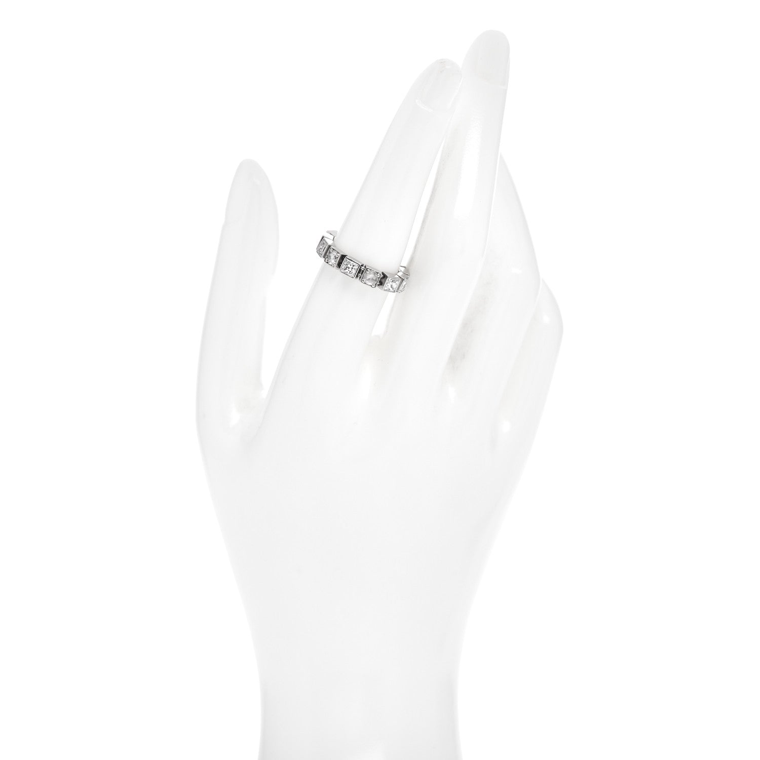 Tiffany 18K White Gold Diamond T Line Band Ring 52 6 2 of 4