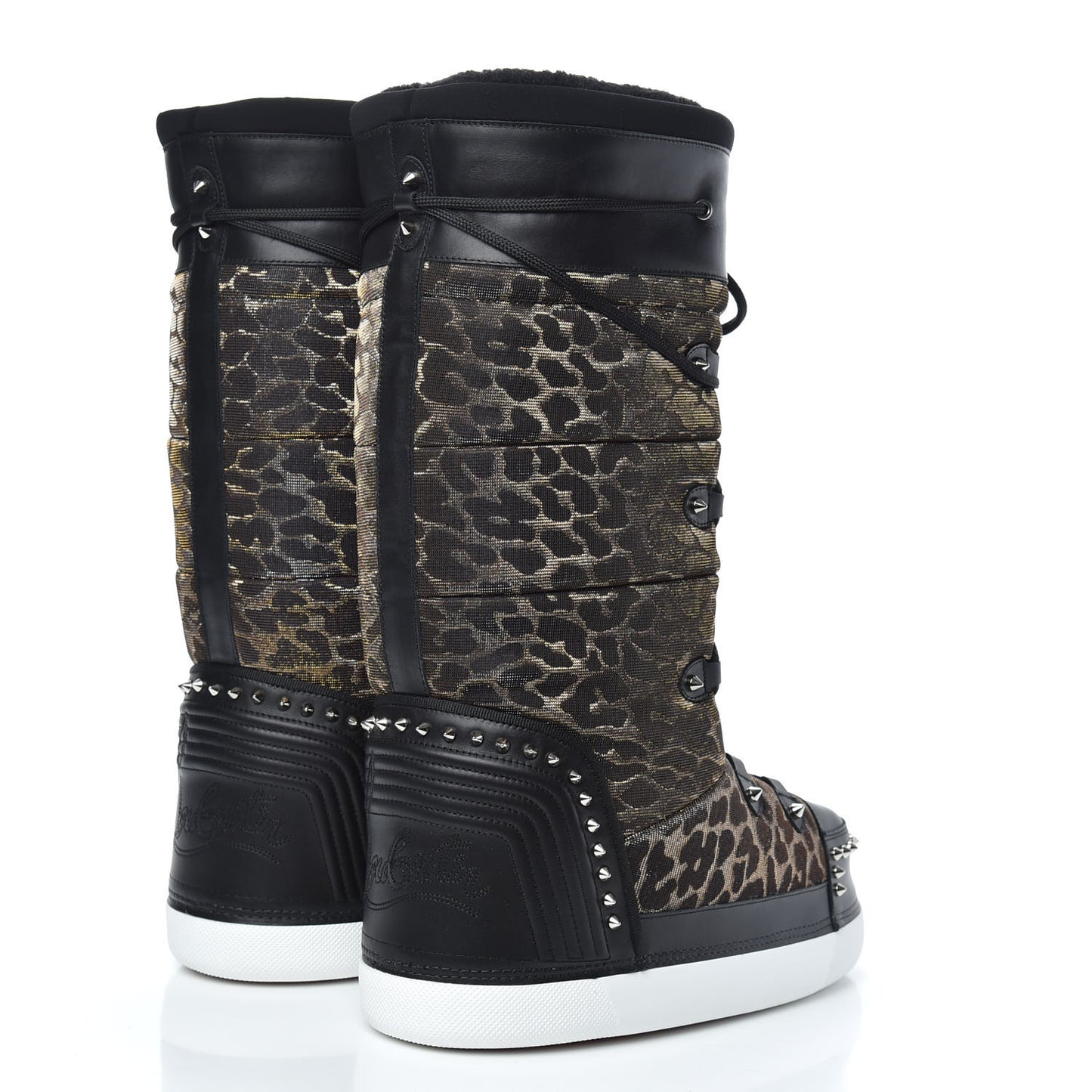Calfskin Lurex Leopard After Snow Mens Flat Boots 43 Black