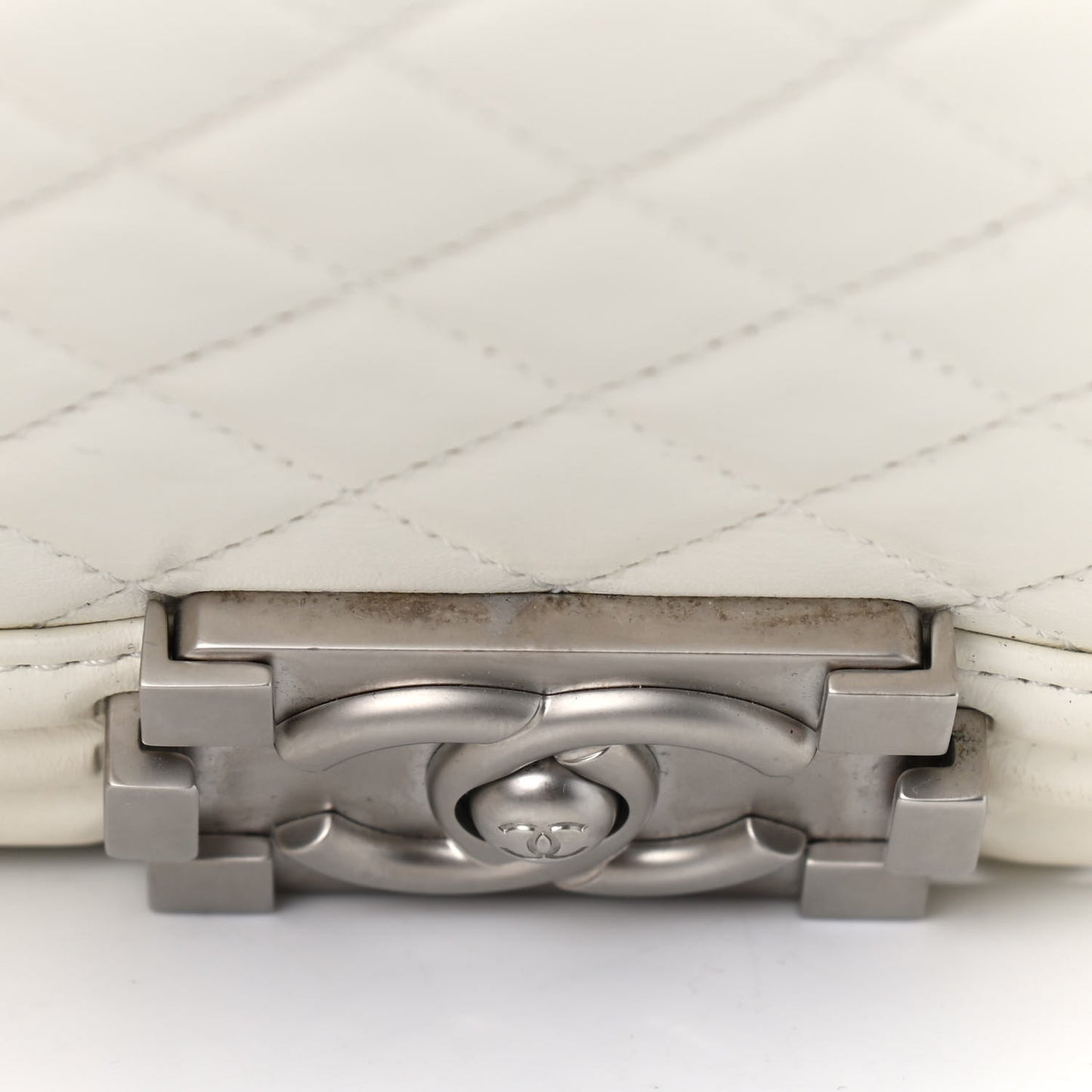 Calfskin Quilted Medium Boy Flap White