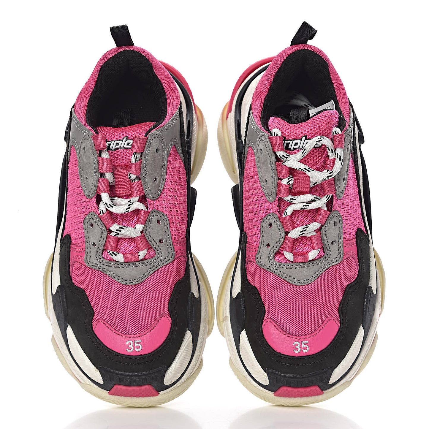 Fabric Mesh Womens Triple S Sneakers 35 Fluo Pink Grey White