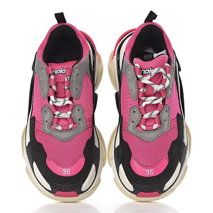 Balenciaga Fabric Mesh Womens Triple S Sneakers 35 Fluo Pink Grey White 10 of 11