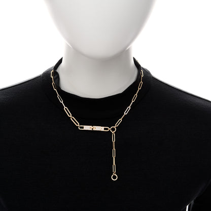 Hermes 18K Rose Gold Diamond Pave PM Kelly Chaine Lariat Necklace ST 2 of 5