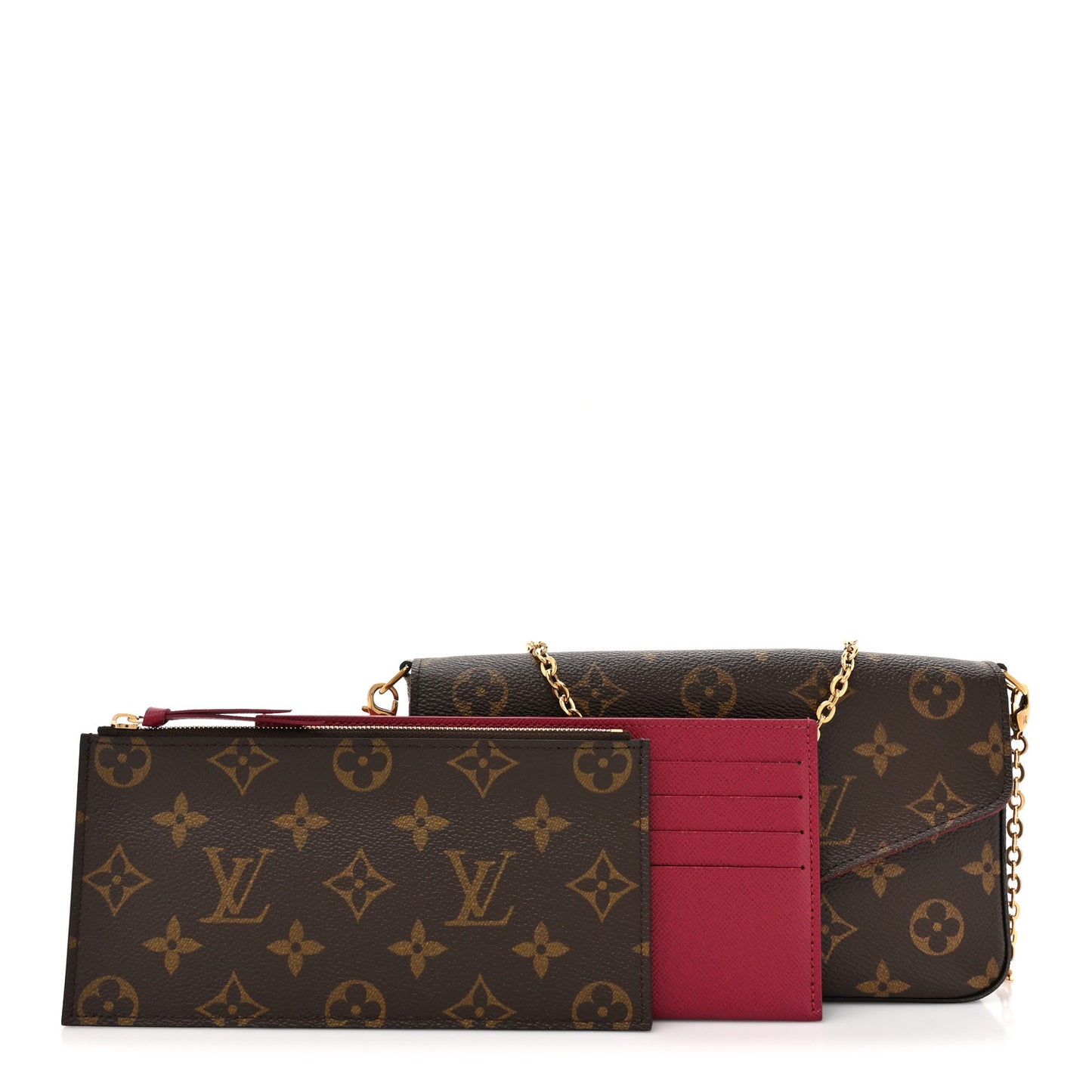 Monogram Pochette Felicie Chain Wallet Fuchsia