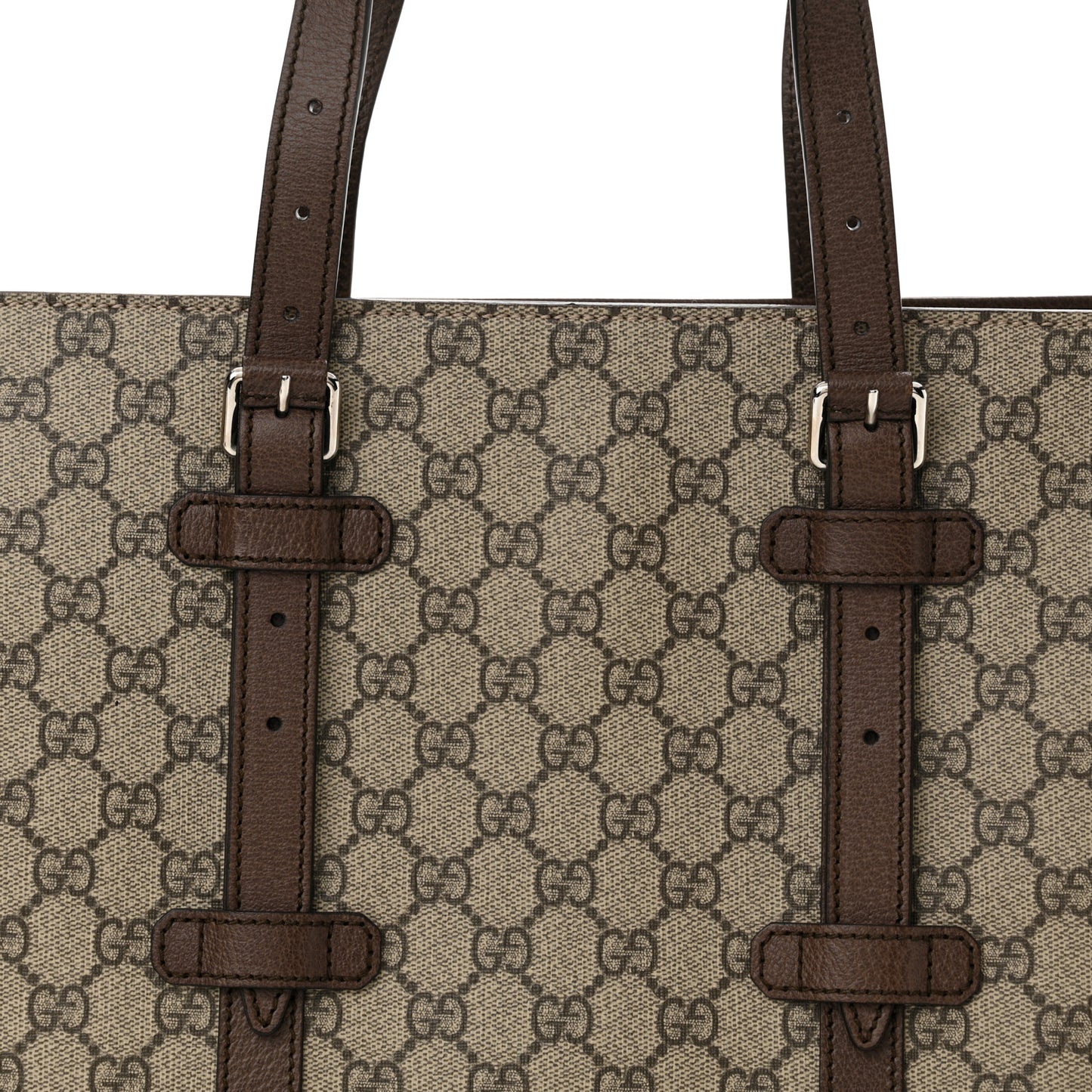 GG Supreme Monogram Textured Dollar Calfskin Small Detail Tote Beige Ebony New Acero
