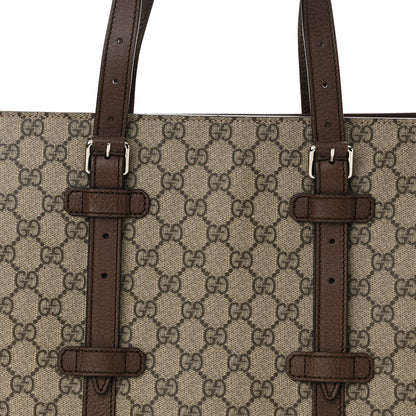 Gucci GG Supreme Monogram Textured Dollar Calfskin Small Detail Tote Beige Ebony New Acero 8 of 12