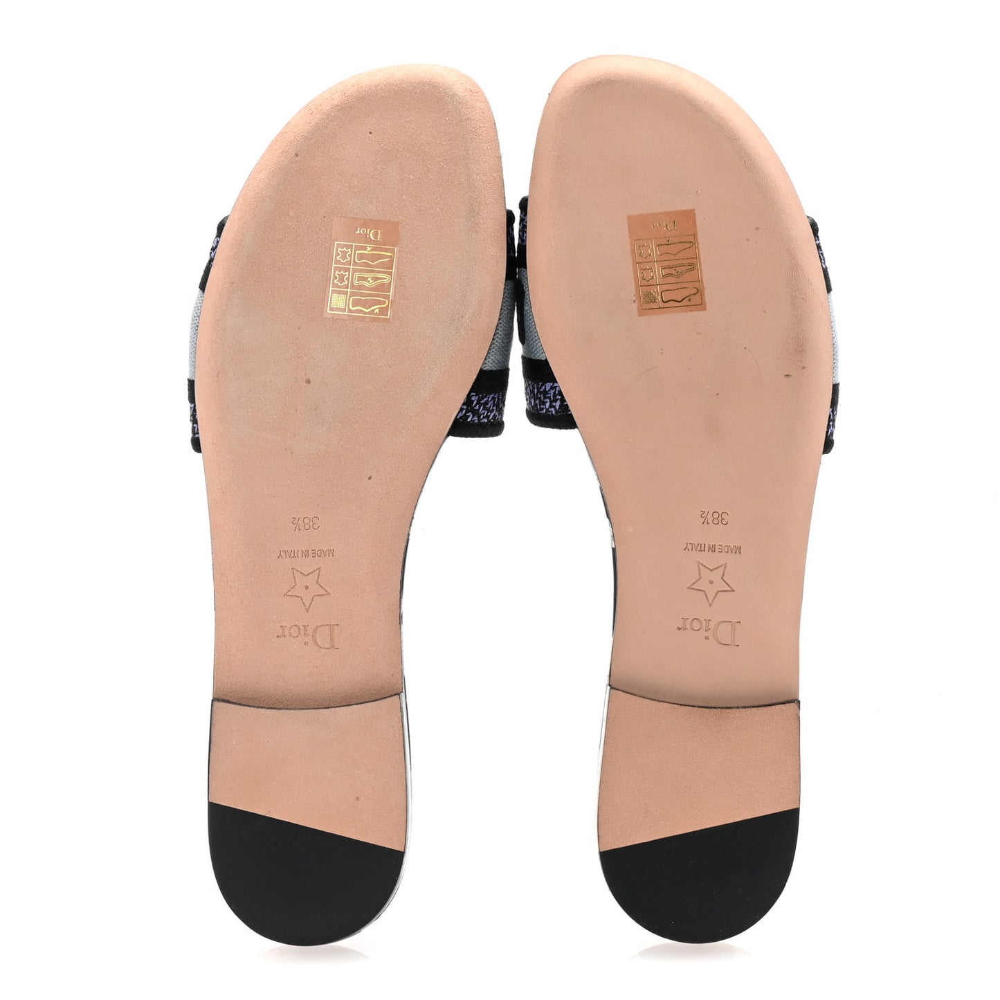 Canvas Mizza Embroidered Dway Mules Slide Sandals 38.5 Ocean