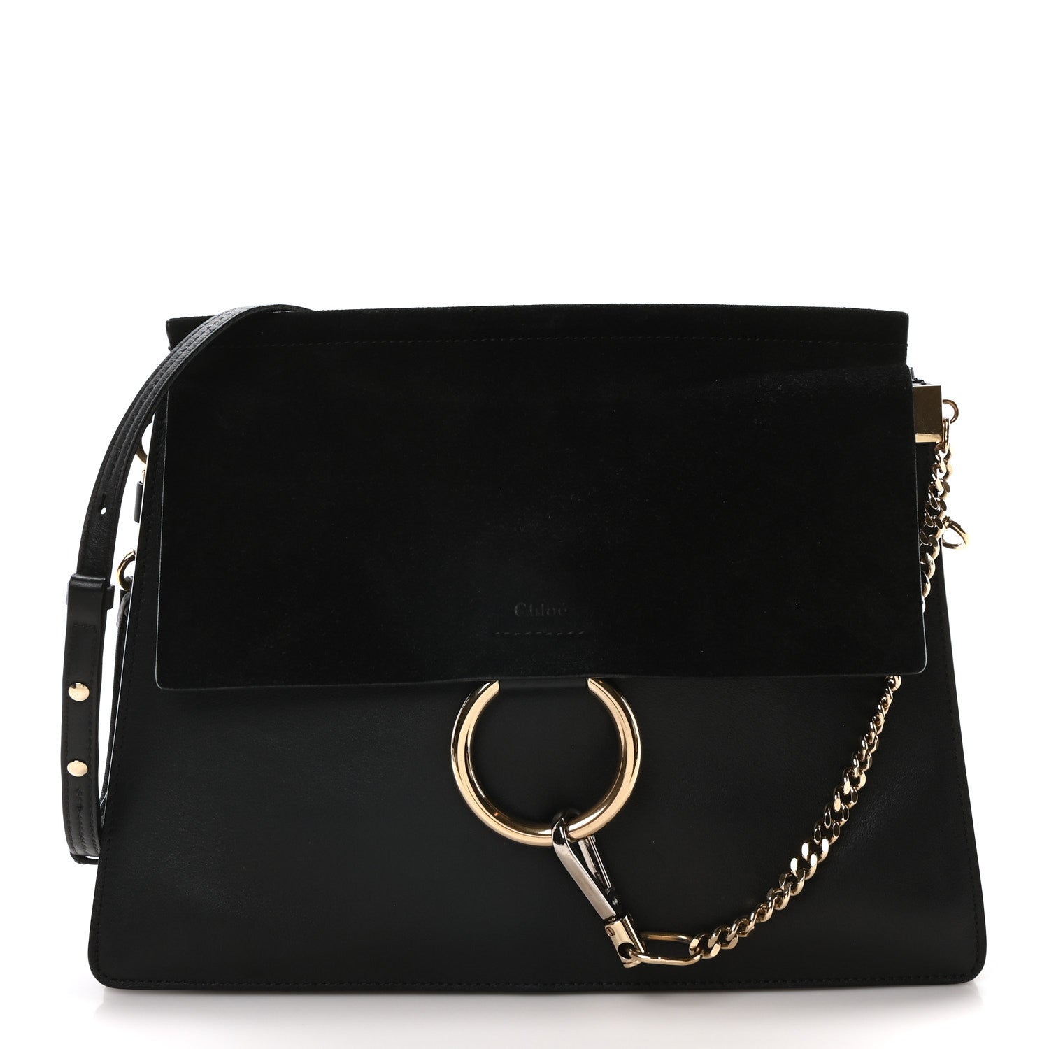 Chloe Suede Calfskin Medium Faye Shoulder Bag Black 1 of 10