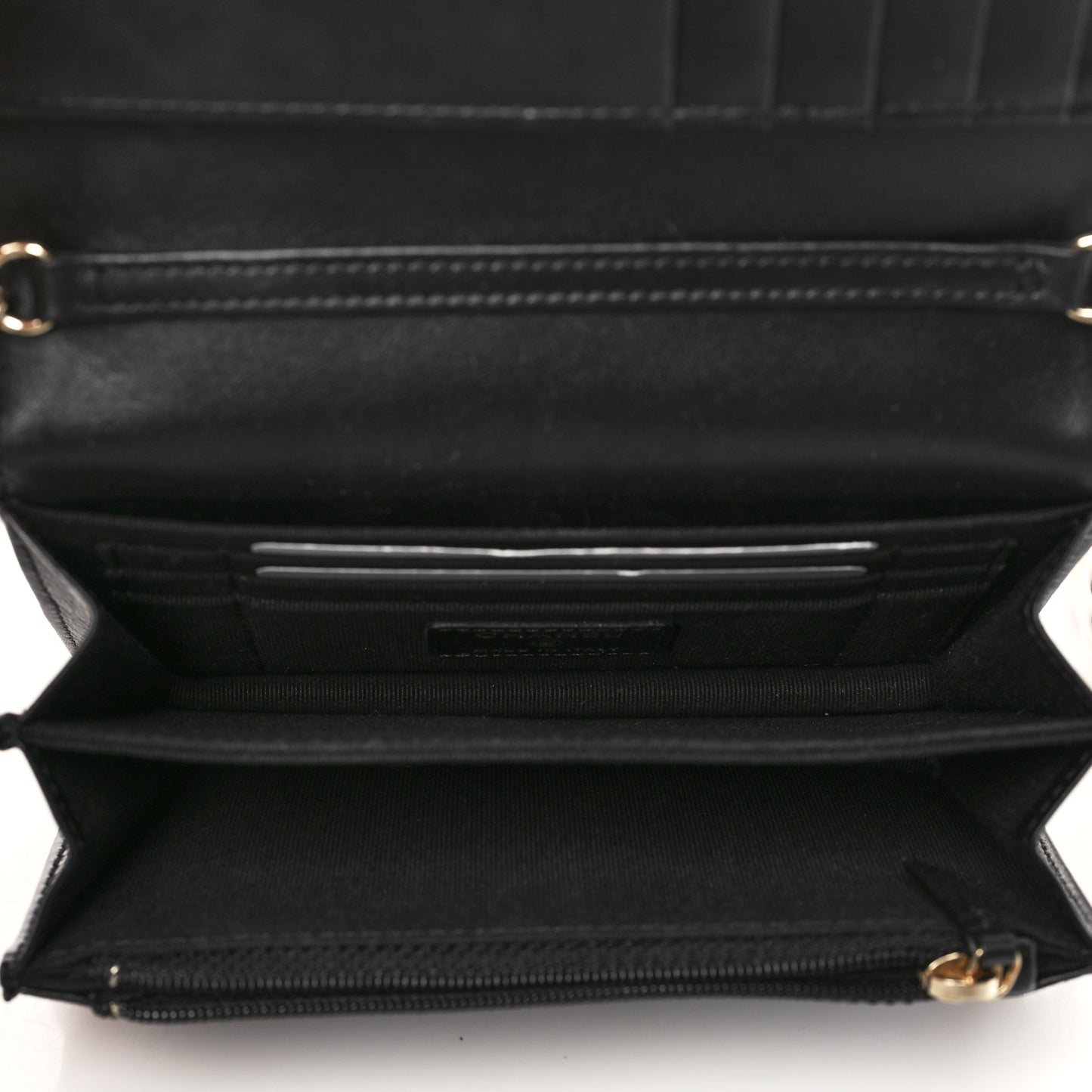 Calfskin Quilted Mini Maxi Pearls Wallet On Chain WOC Black