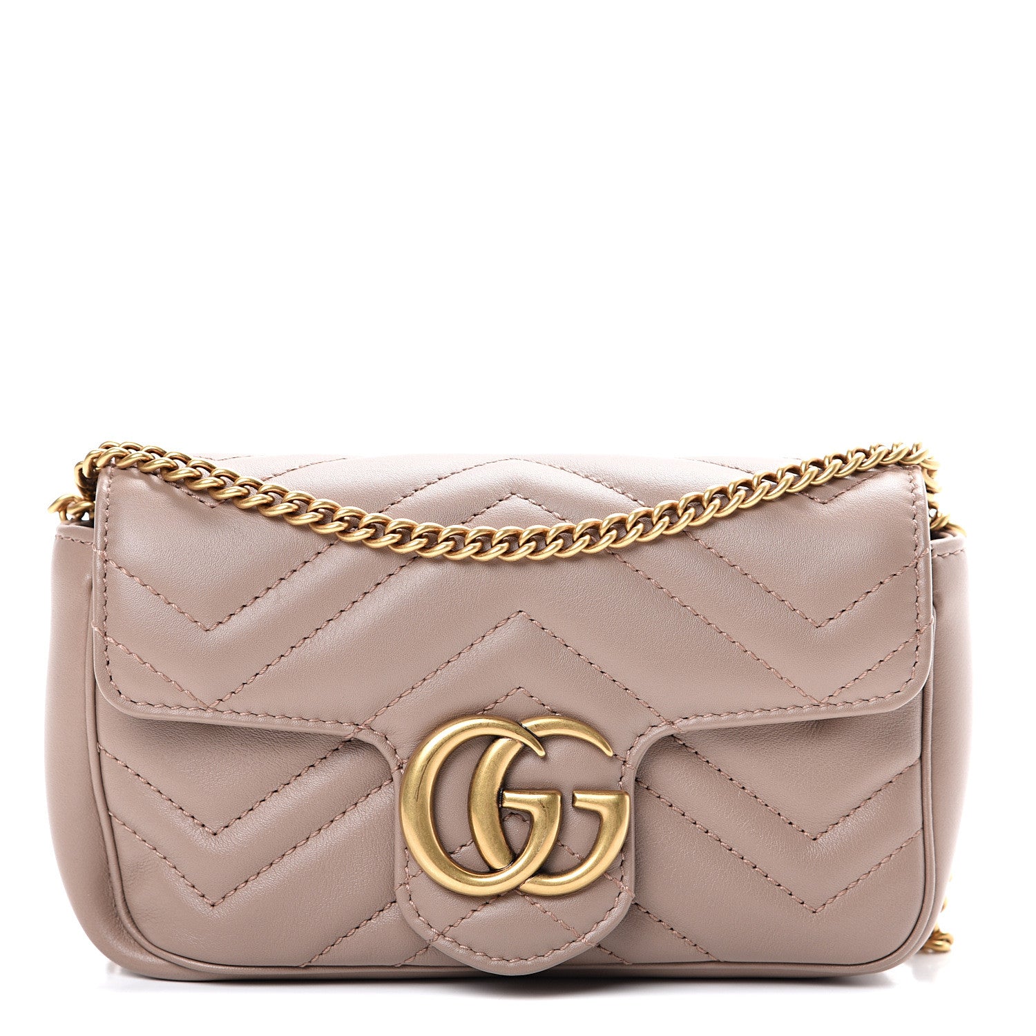 Gucci Calfskin Matelasse Super Mini GG Marmont Shoulder Bag Porcelain Rose 1 of 10