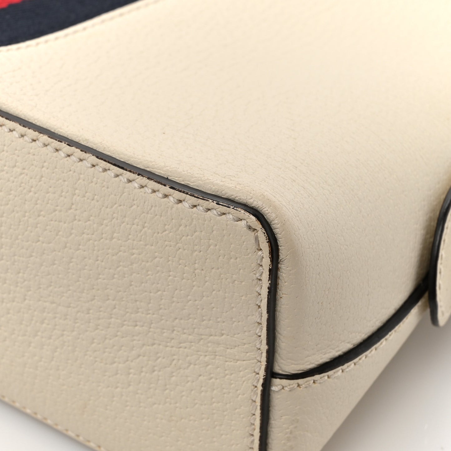 Textured Dollar Calfskin Web Small Ophidia Dome Shoulder Bag Mystic White