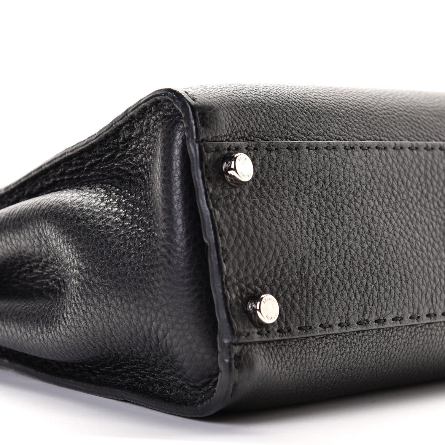 Fendi Cuoio Romano Selleria Bi-Color Medium Peekaboo Iconic Satchel Black Mou 7 of 8
