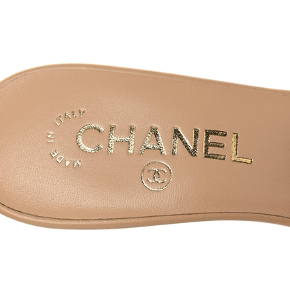Chanel Lambskin CC Cutout Mules 38.5 Beige Black 9 of 11