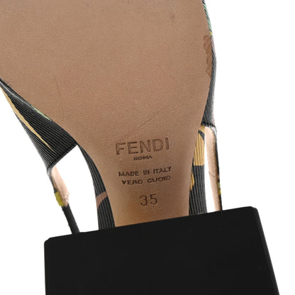 Fendi Calfskin Promenade Slingback Loafer Pumps 35 Black Multicolor 7 of 8
