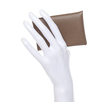 Hermes Epsom Calvi Card Case Etoupe 2 of 8
