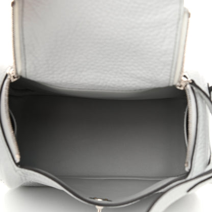 Hermes Taurillon Clemence Mini Lindy 20 Bleu Pale 5 of 12