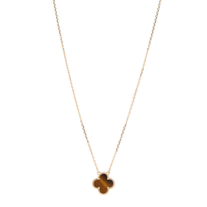 Van Cleef & Arpels 18K Yellow Gold Tiger Eye Vintage Alhambra Pendant Necklace 1 of 7
