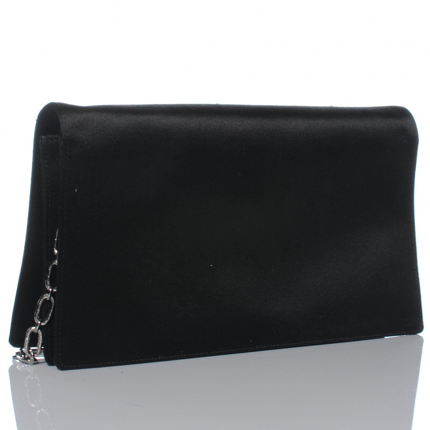 Satin Diamante Evening Clutch Bag Black