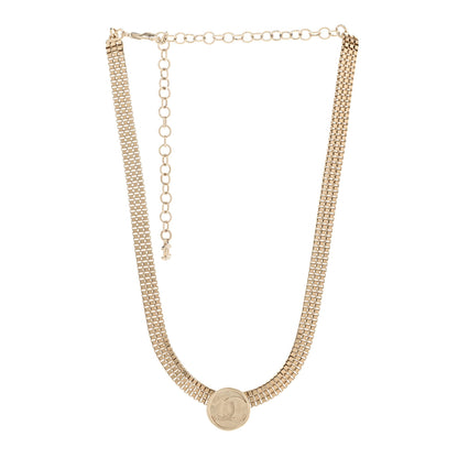 Chanel Metal Chain Link CC Medallion Choker Necklace Gold 3 of 7