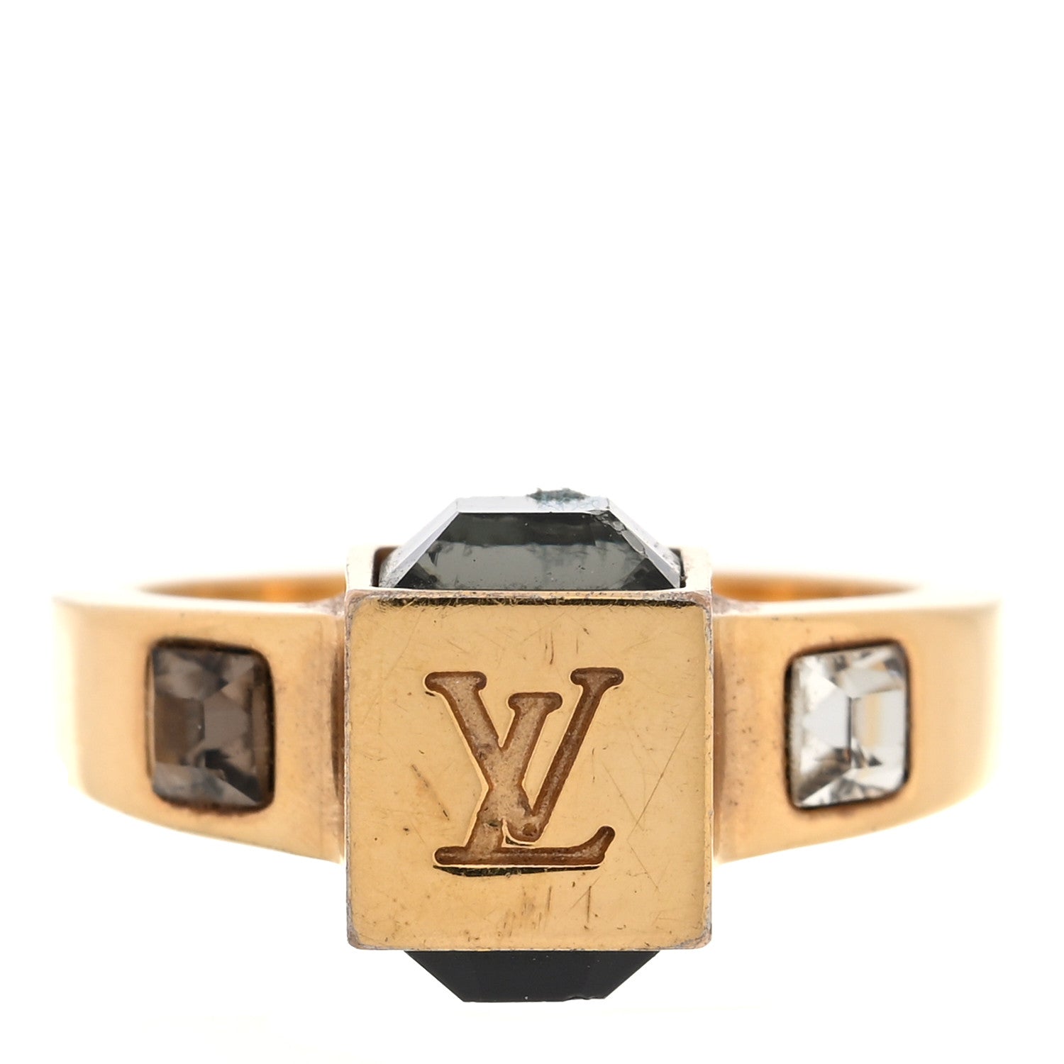 Louis Vuitton Metal Swarovski Gamble Ring Small 47 4 Azur Gold 1 of 6