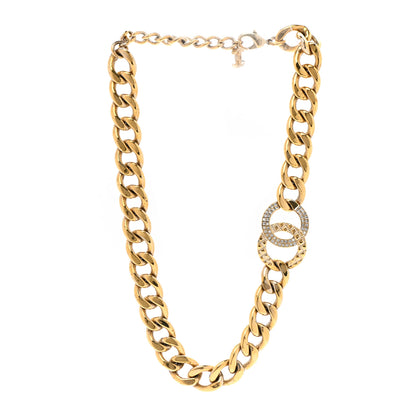 Chanel Baguette Crystal Quilted CC Chain Choker Necklace Gold 3 of 9