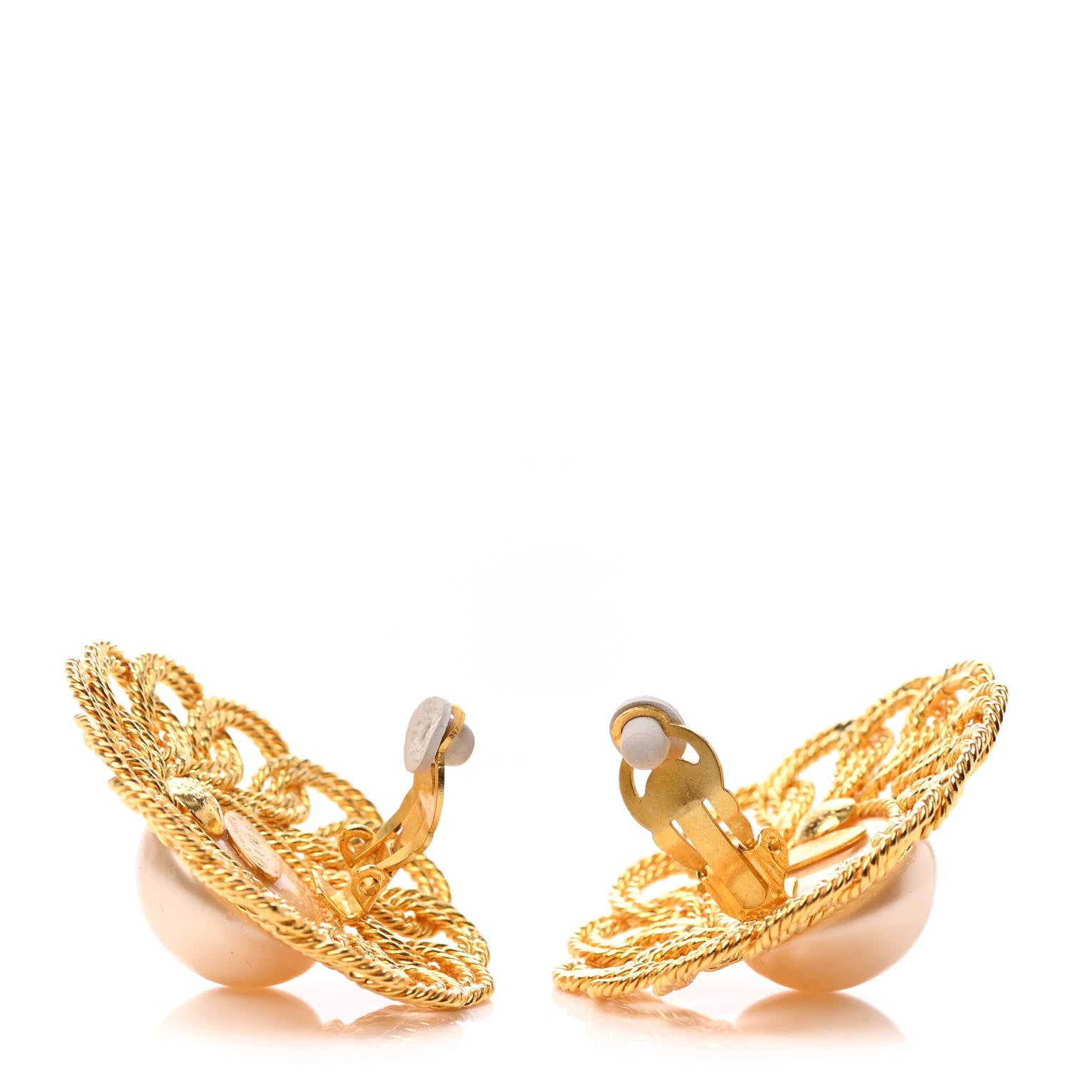 Chanel Pearl Round Clip On Earrings Gold 3 of 4