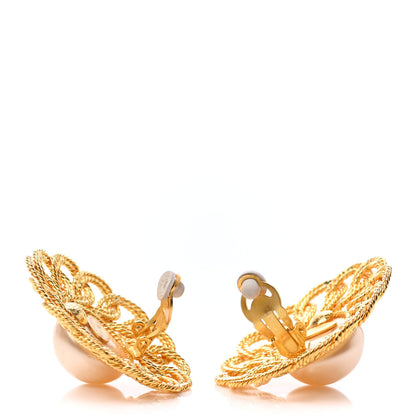 Chanel Pearl Round Clip On Earrings Gold 3 of 4