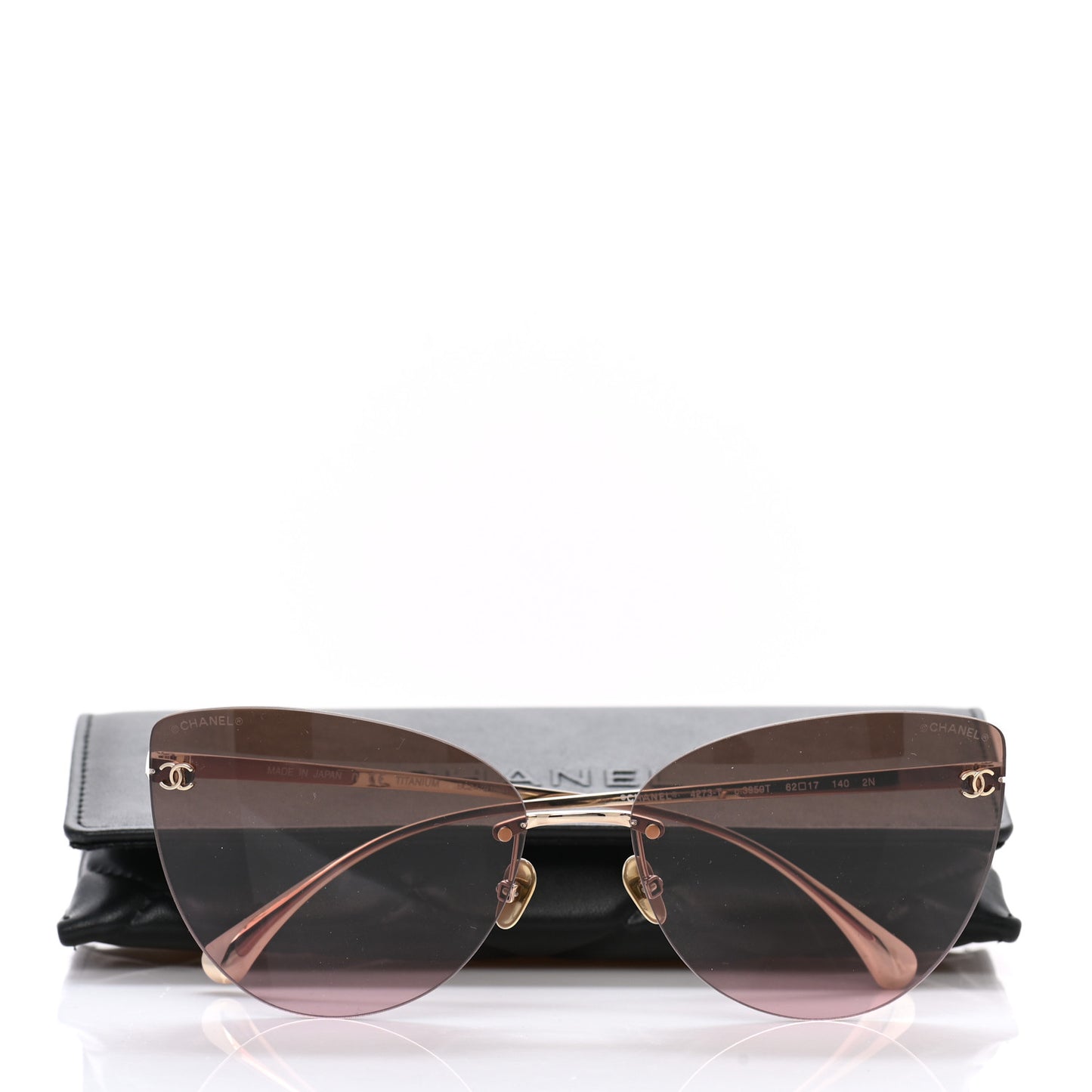 Titanium Frameless Cat Eye CC Sunglasses 4273-T Pink