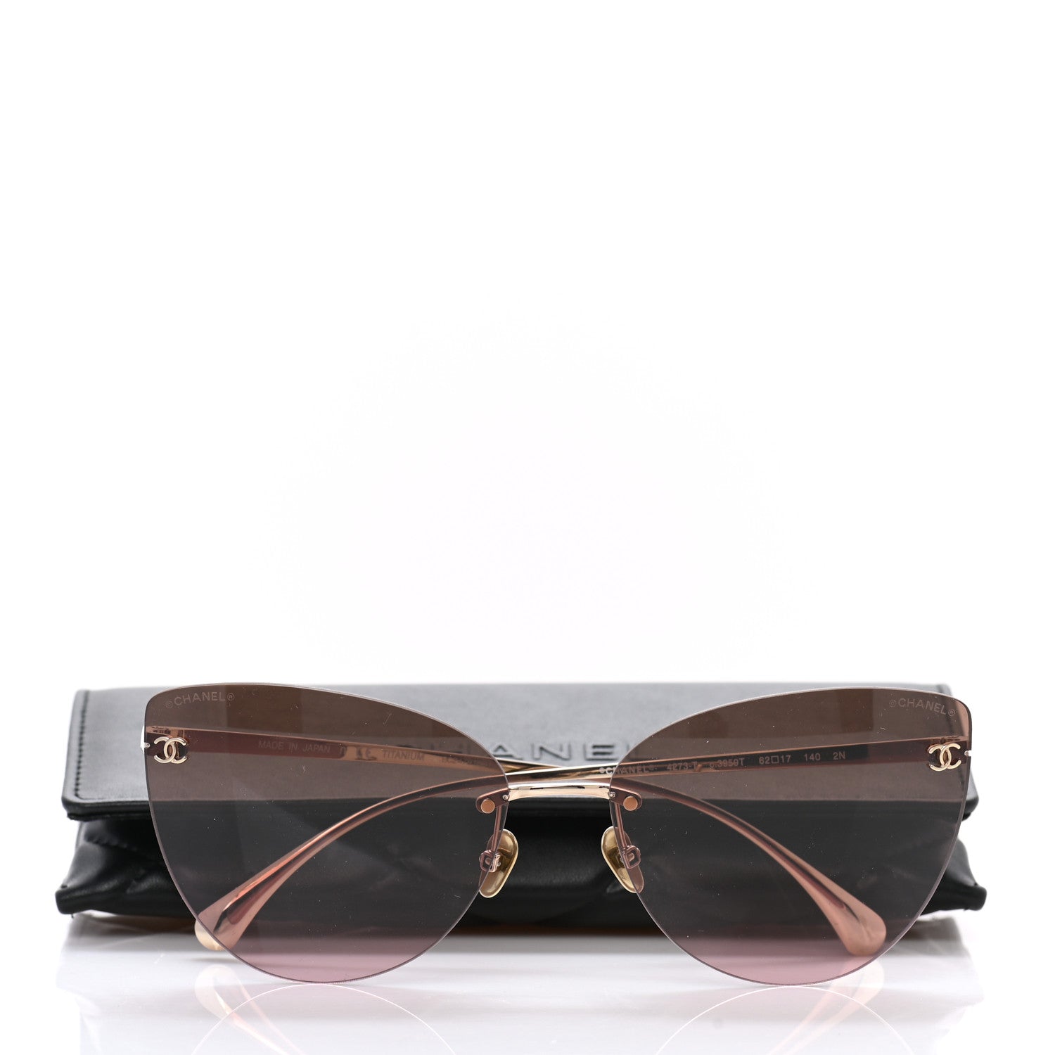 Chanel Titanium Frameless Cat Eye CC Sunglasses 4273-T Pink 8 of 8