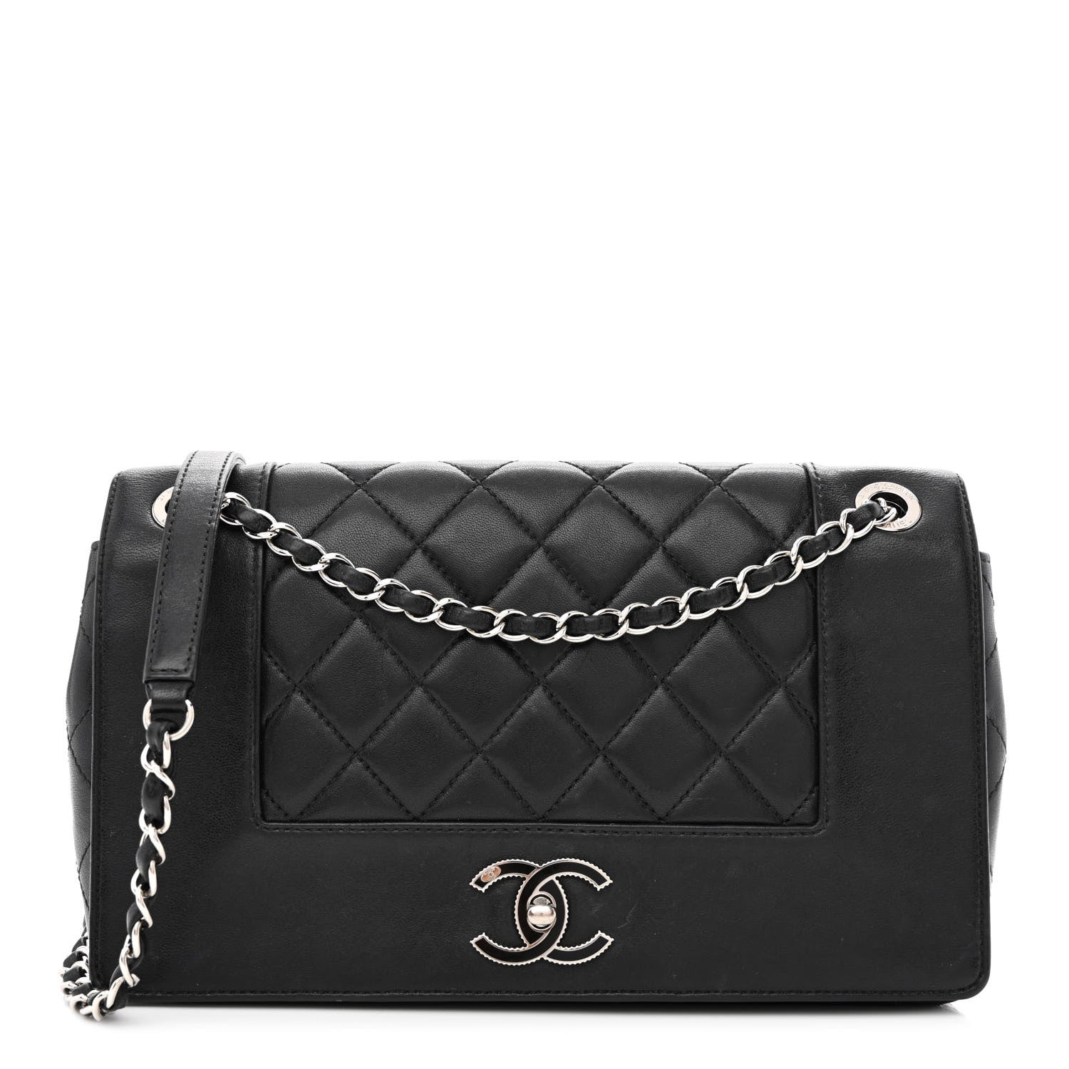 Chanel Sheepskin Quilted Vintage Mademoiselle Flap Black 1 of 12