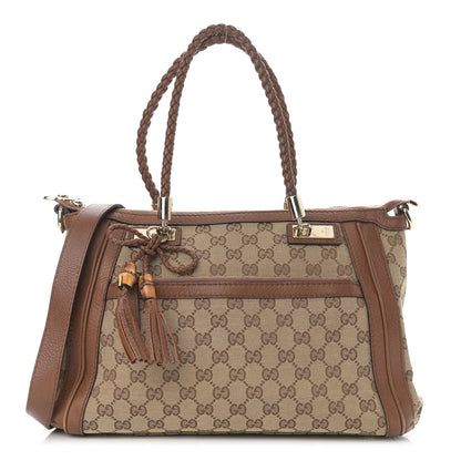 Gucci Monogram Cellarius Calfskin Small Bella Top Handle Bag Beige Ebony Cuir 1 of 11