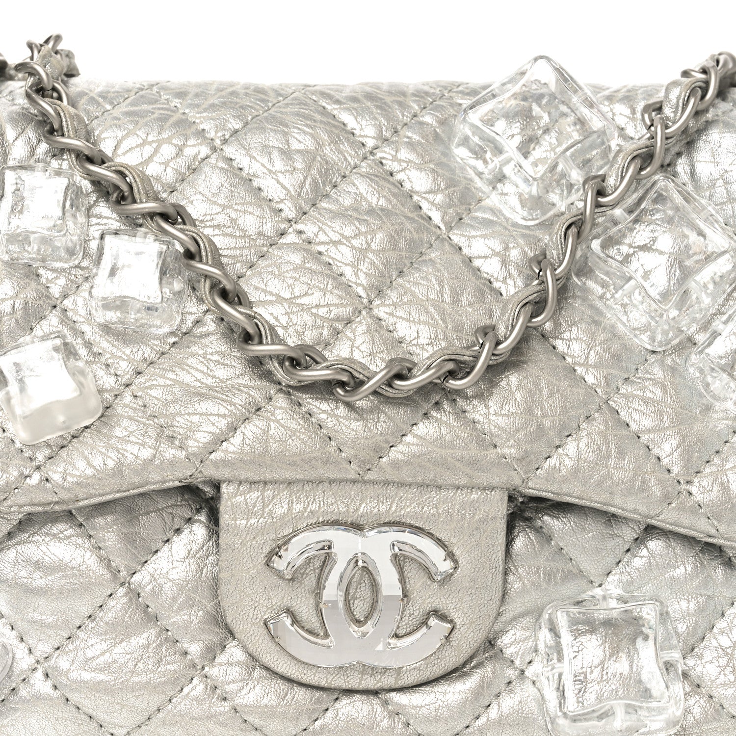 Chanel Calfskin Ice Cube On the Rocks Medium Flap Silver 8 of 10