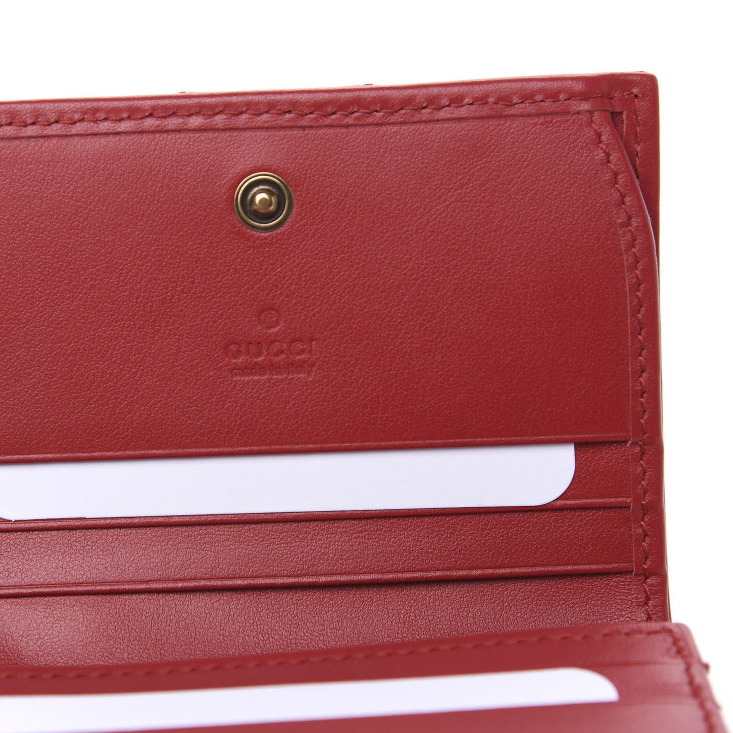 Calfskin Matelasse GG Marmont Card Case Wallet Hibiscus Red