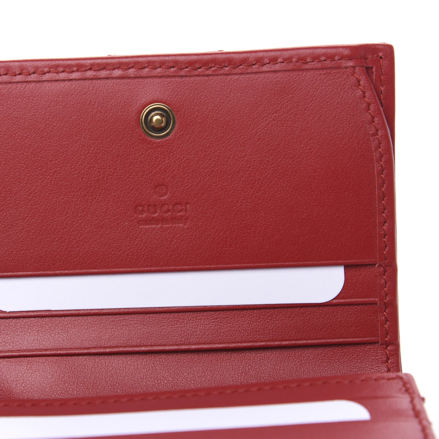 Gucci Calfskin Matelasse GG Marmont Card Case Wallet Hibiscus Red 5 of 6