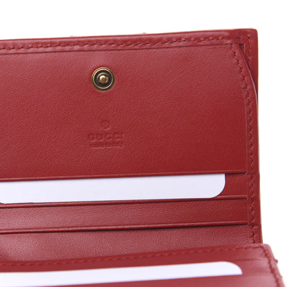 Gucci Calfskin Matelasse GG Marmont Card Case Wallet Hibiscus Red 5 of 6