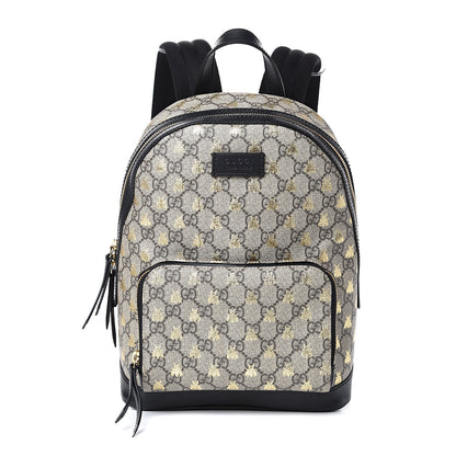 Gucci GG Supreme Monogram Bees Print Small Day Backpack Beige Oro Black 1 of 13