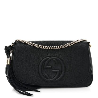 Gucci Pebbled Calfskin Medium Soho Flap Crossbody Black 1 of 14
