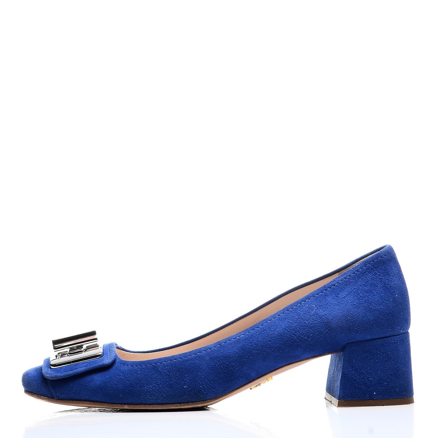 Suede Turnlock Block Heel Pumps 37.5 Blue