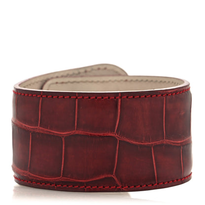 Bulgari Shiny Alligator Mother Of Pearl Jade Cuff Bracelet Red 3 of 5
