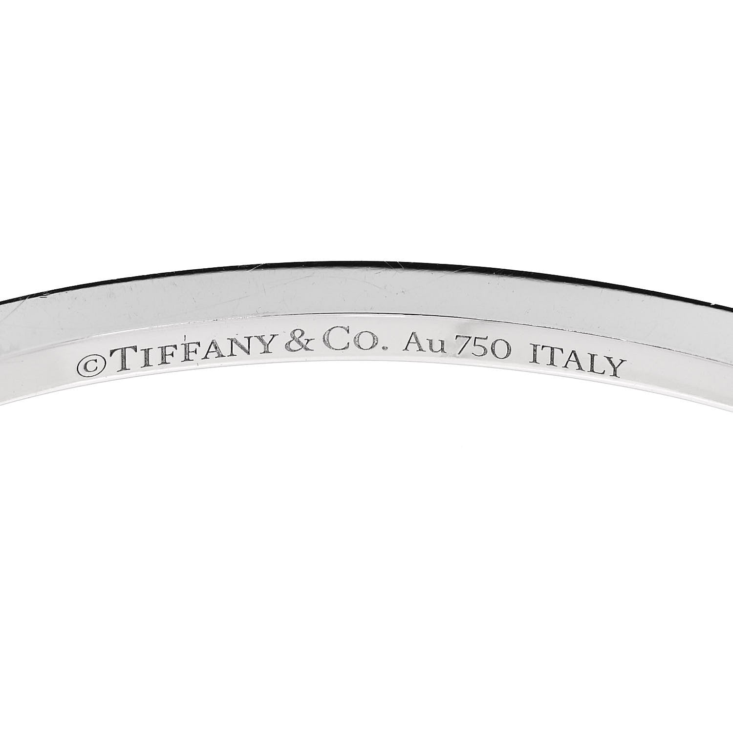 Tiffany 18K White Gold Diamond T Hinged Wire Bangle Bracelet 3 of 4